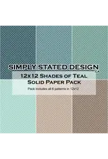 SIMPLY STATED SIMPLY STATED SHADES OF TEAL 12x12 SOLID PAPER PACK