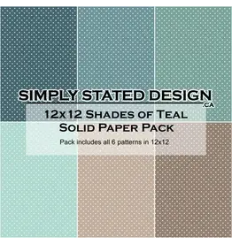SIMPLY STATED SIMPLY STATED SHADES OF TEAL 12x12 SOLID PAPER PACK
