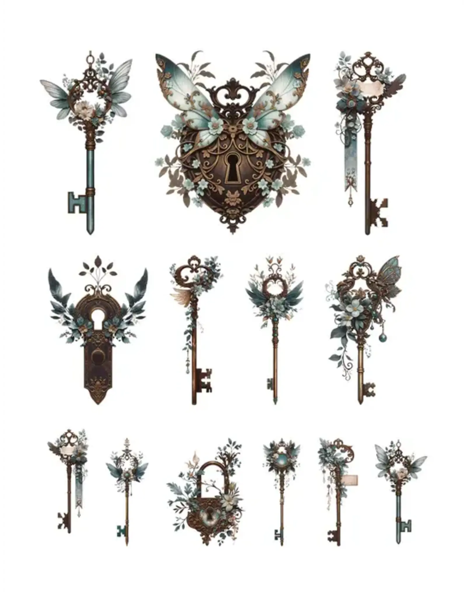 SIMPLY STATED SIMPLY STATED SHADES OF TEAL KEYS EPHEMERA