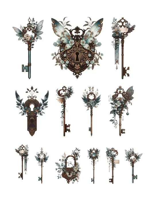 SIMPLY STATED SIMPLY STATED SHADES OF TEAL KEYS EPHEMERA