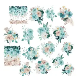 SIMPLY STATED SIMPLY STATED SHADES OF TEAL FLORAL EPHEMERA