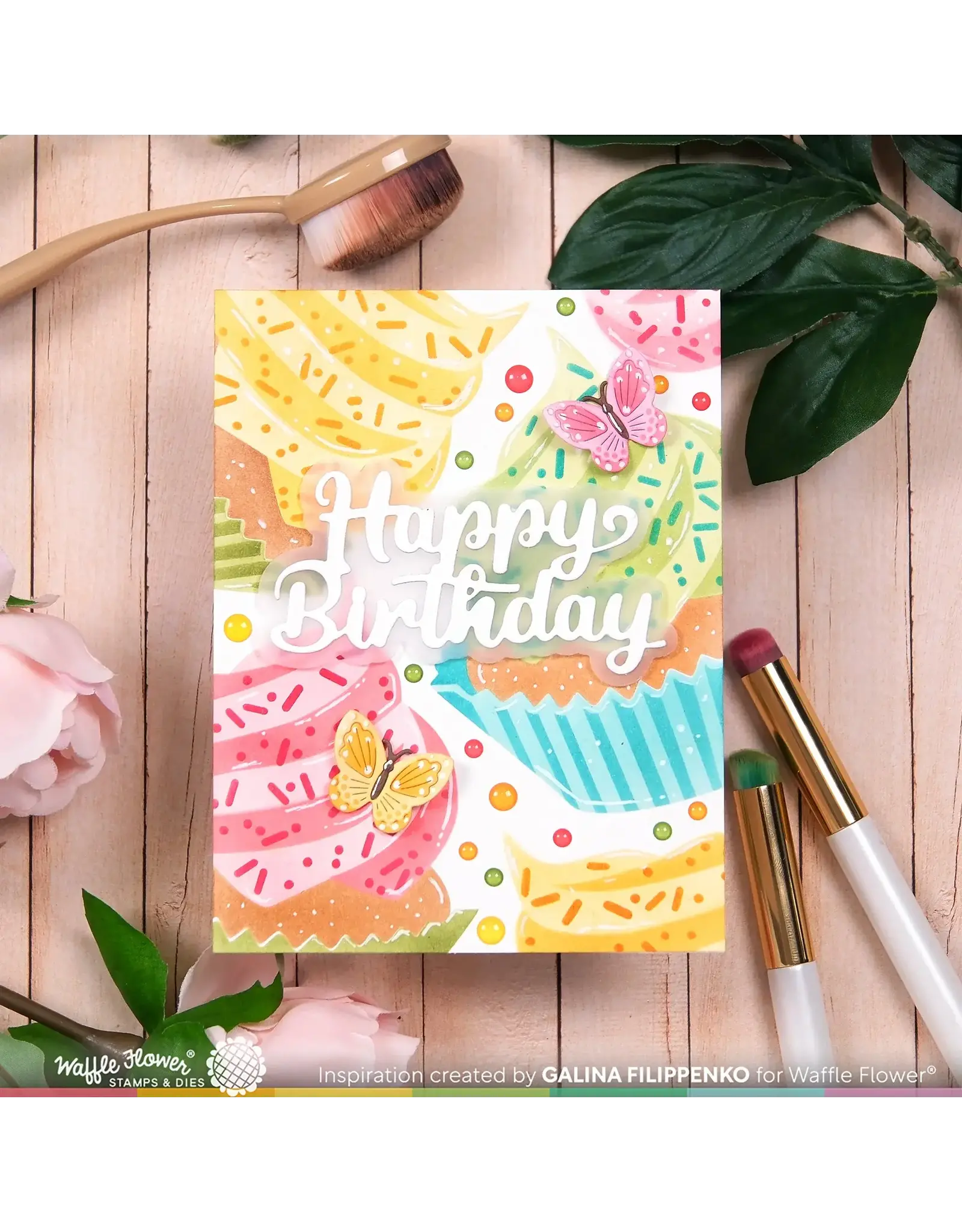 WAFFLE FLOWER WAFFLE FLOWER SWEET CUPCAKE STENCIL SET