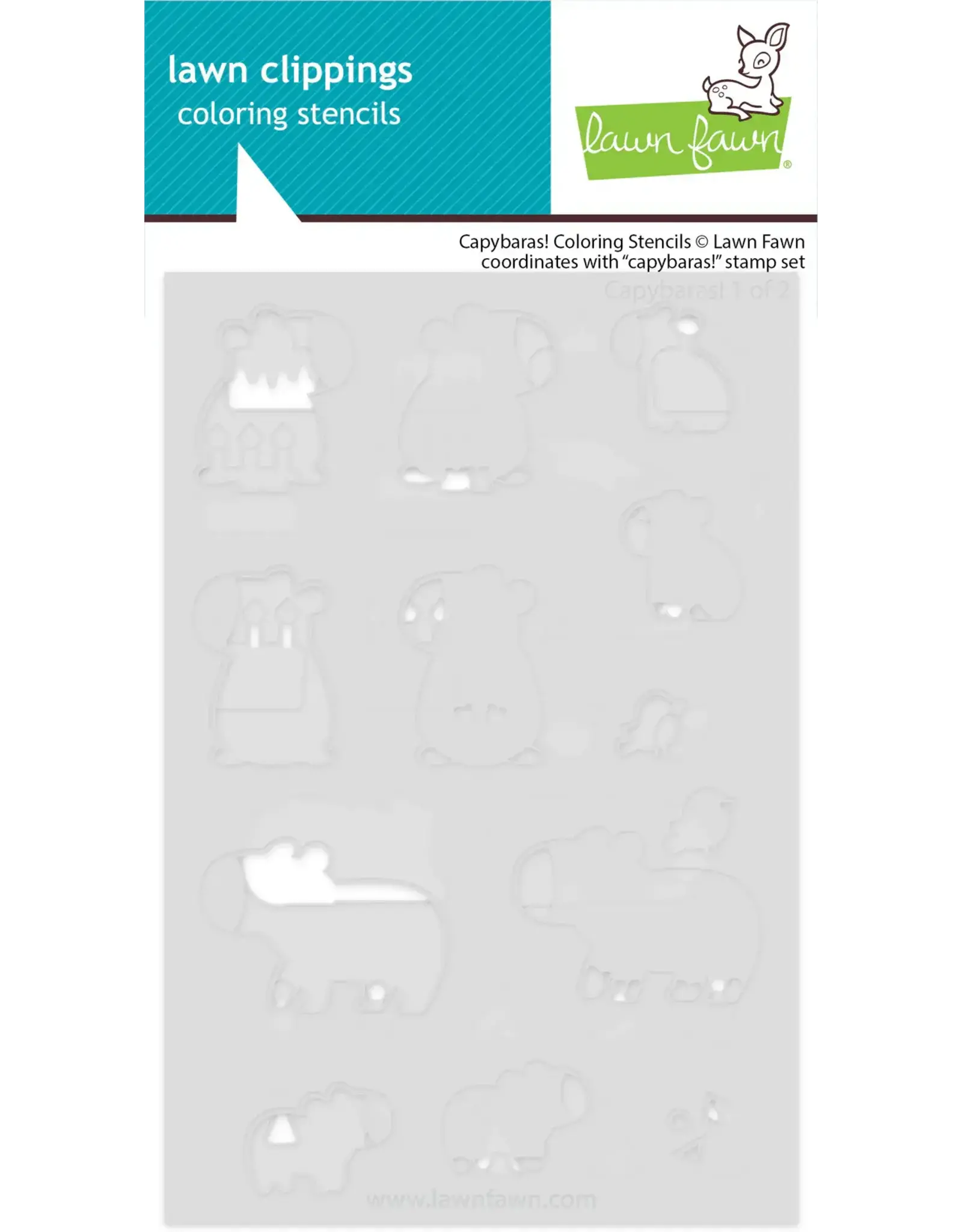 LAWN FAWN LAWN FAWN CAPYBARAS! COLORING STENCIL 2/PK