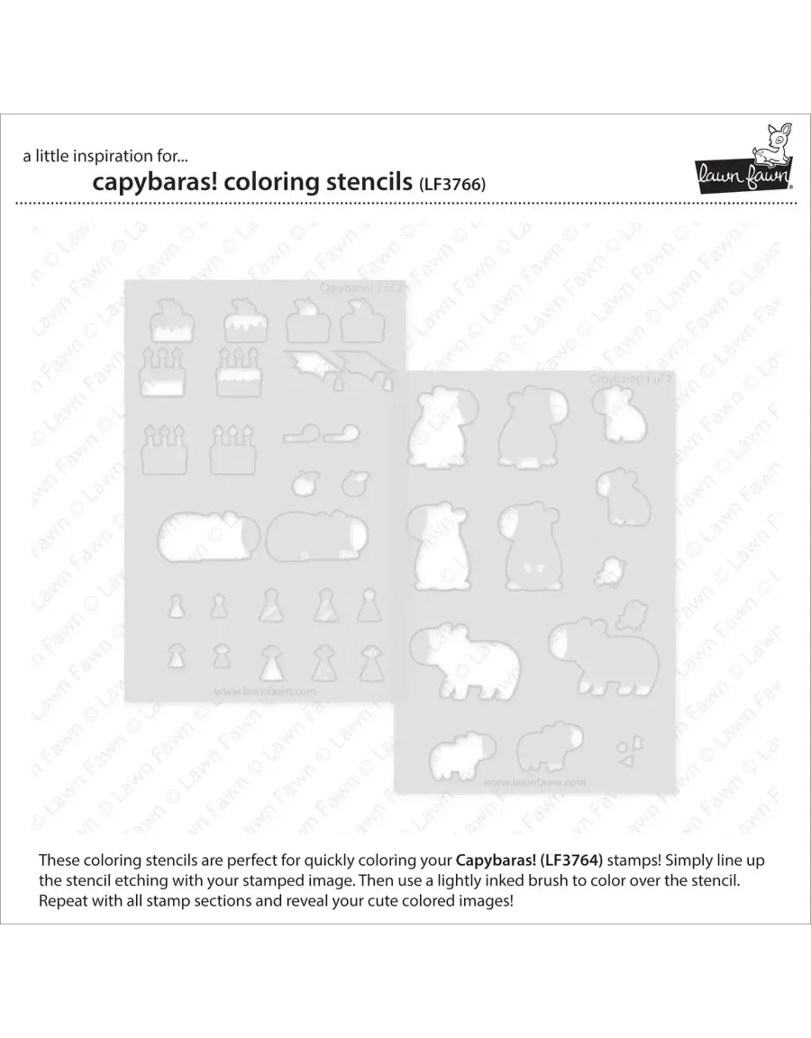LAWN FAWN LAWN FAWN CAPYBARAS! COLORING STENCIL 2/PK