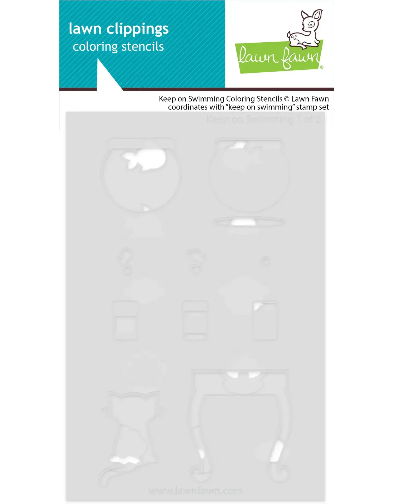 LAWN FAWN LAWN FAWN KEEP ON SWIMMING COLORING STENCIL 2/PK