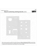LAWN FAWN LAWN FAWN KEEP ON SWIMMING COLORING STENCIL 2/PK