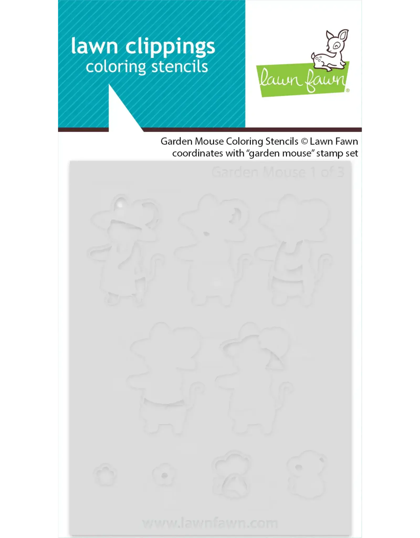 LAWN FAWN LAWN FAWN GARDEN MOUSE COLORING STENCIL 3/PK