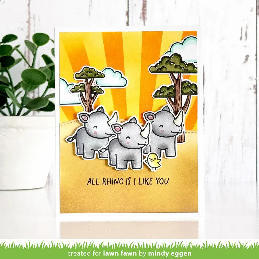 LAWN FAWN LAWN FAWN RHINO-MITE! CLEAR STAMP SET