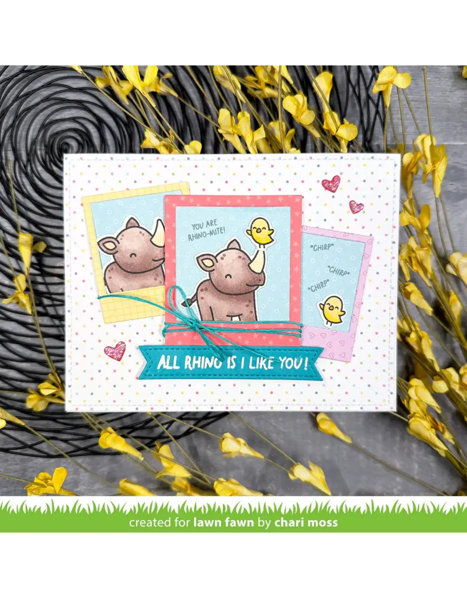 LAWN FAWN LAWN FAWN RHINO-MITE! CLEAR STAMP SET