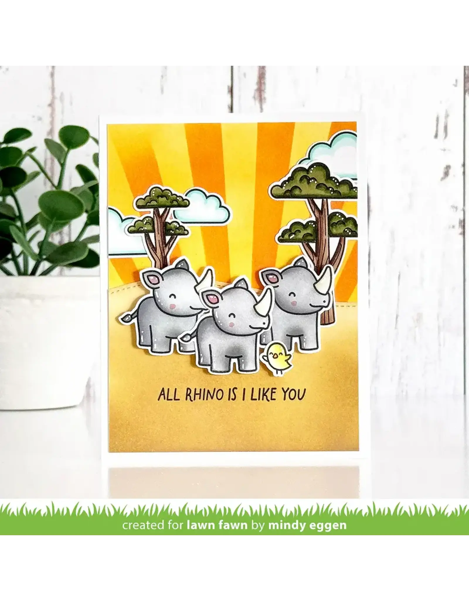 LAWN FAWN LAWN FAWN RHINO-MITE! CLEAR STAMP SET