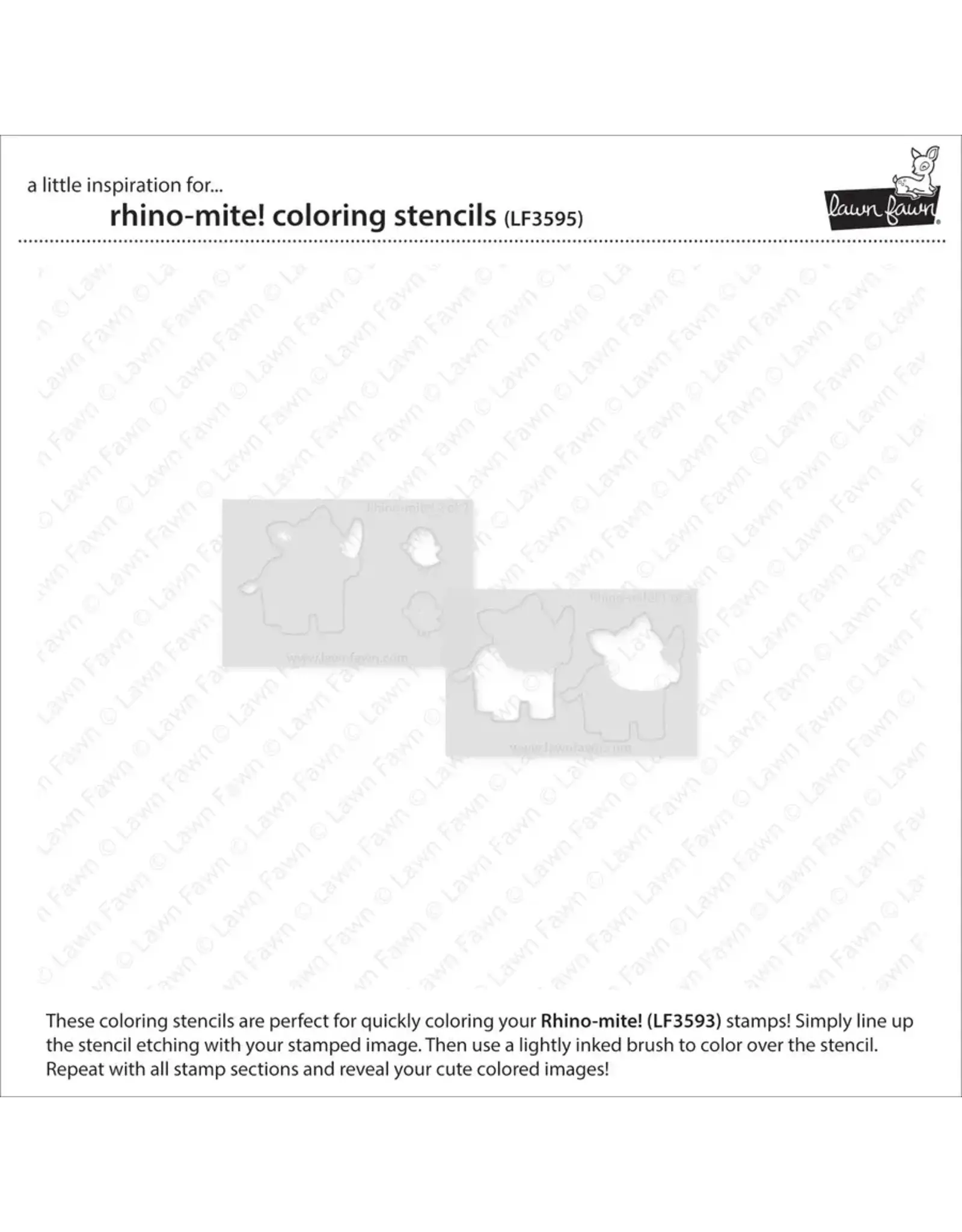 LAWN FAWN LAWN FAWN RHINO-MITE! COLORING STENCIL 2/PK