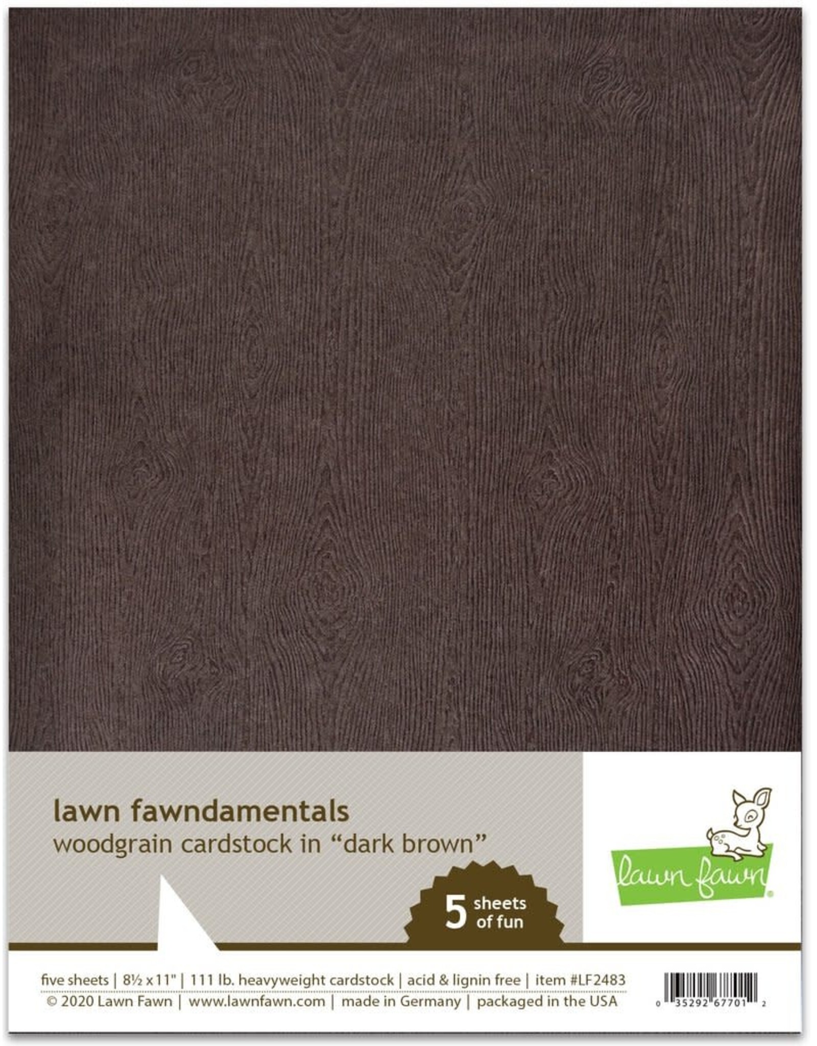 LAWN FAWN LAWN FAWN WOODGRAIN DARK BROWN 8.5 X 11 CARDSTOCK 5PK