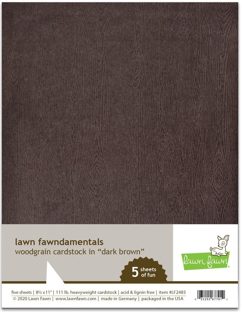 LAWN FAWN LAWN FAWN WOODGRAIN DARK BROWN 8.5 X 11 CARDSTOCK 5PK