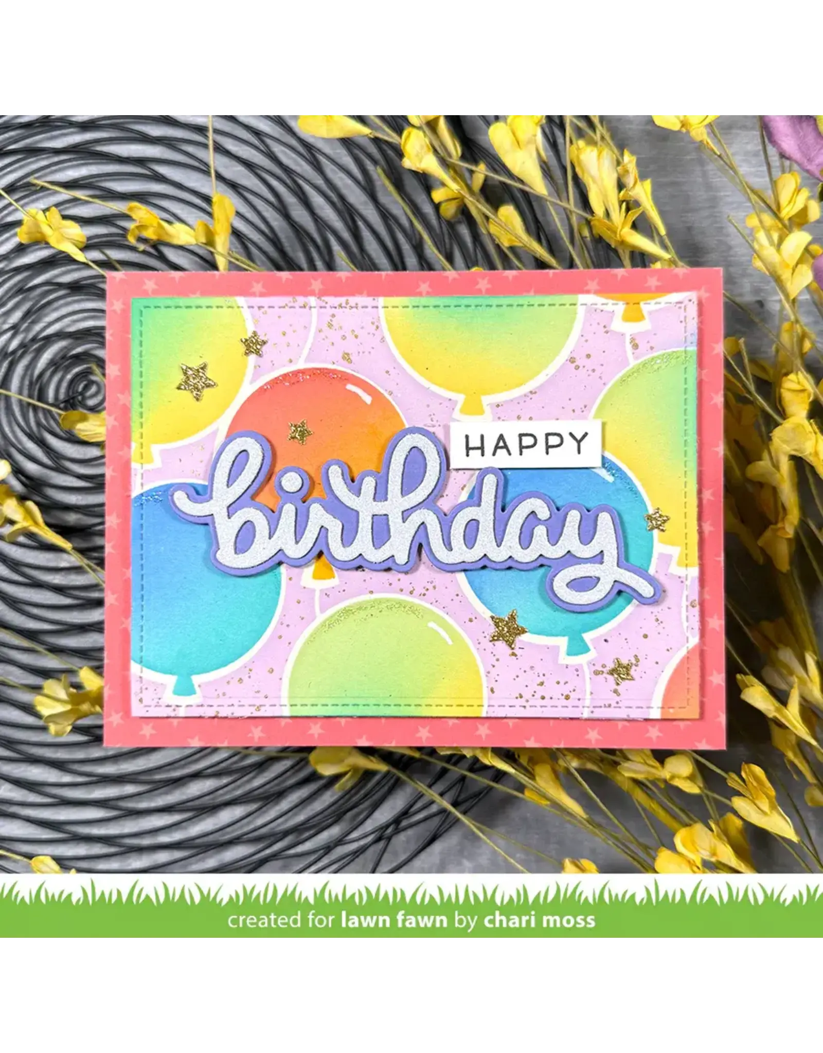 LAWN FAWN LAWN FAWN SCRIPTY BIRTHDAY OUTLINE ADD-ON DIE