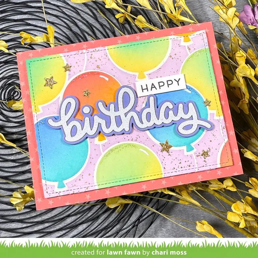 LAWN FAWN LAWN FAWN BALLOON BACKGROUND 6x6 STENCIL SET 4/PK