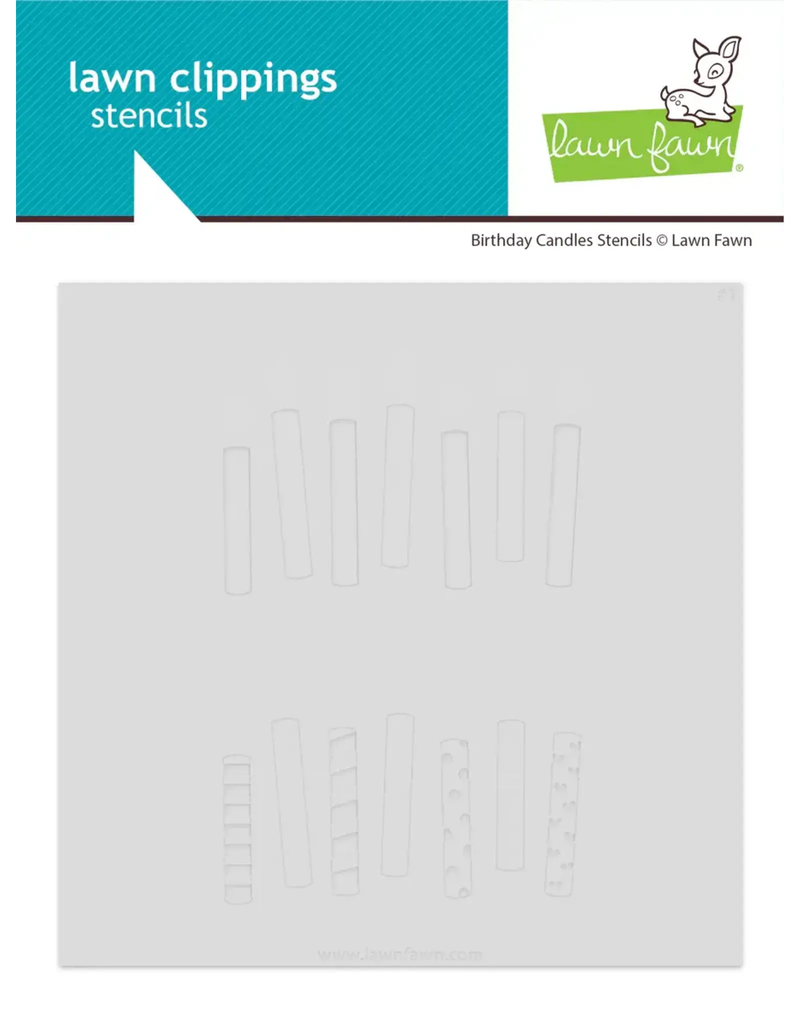 LAWN FAWN LAWN FAWN BIRTHDAY CANDLES BACKGROUND 6x6 STENCIL SET 3/PK
