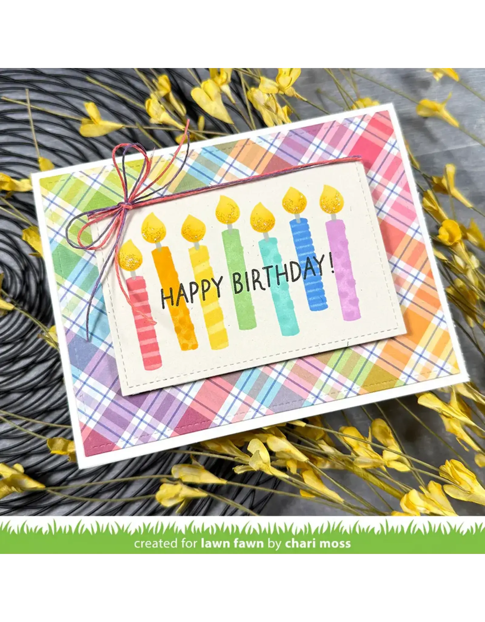 LAWN FAWN LAWN FAWN BIRTHDAY CANDLES BACKGROUND 6x6 STENCIL SET 3/PK