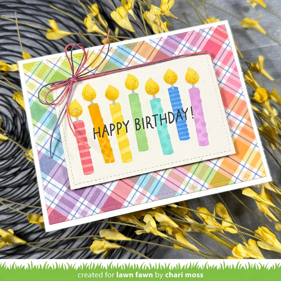 LAWN FAWN LAWN FAWN BIRTHDAY CANDLES BACKGROUND 6x6 STENCIL SET 3/PK