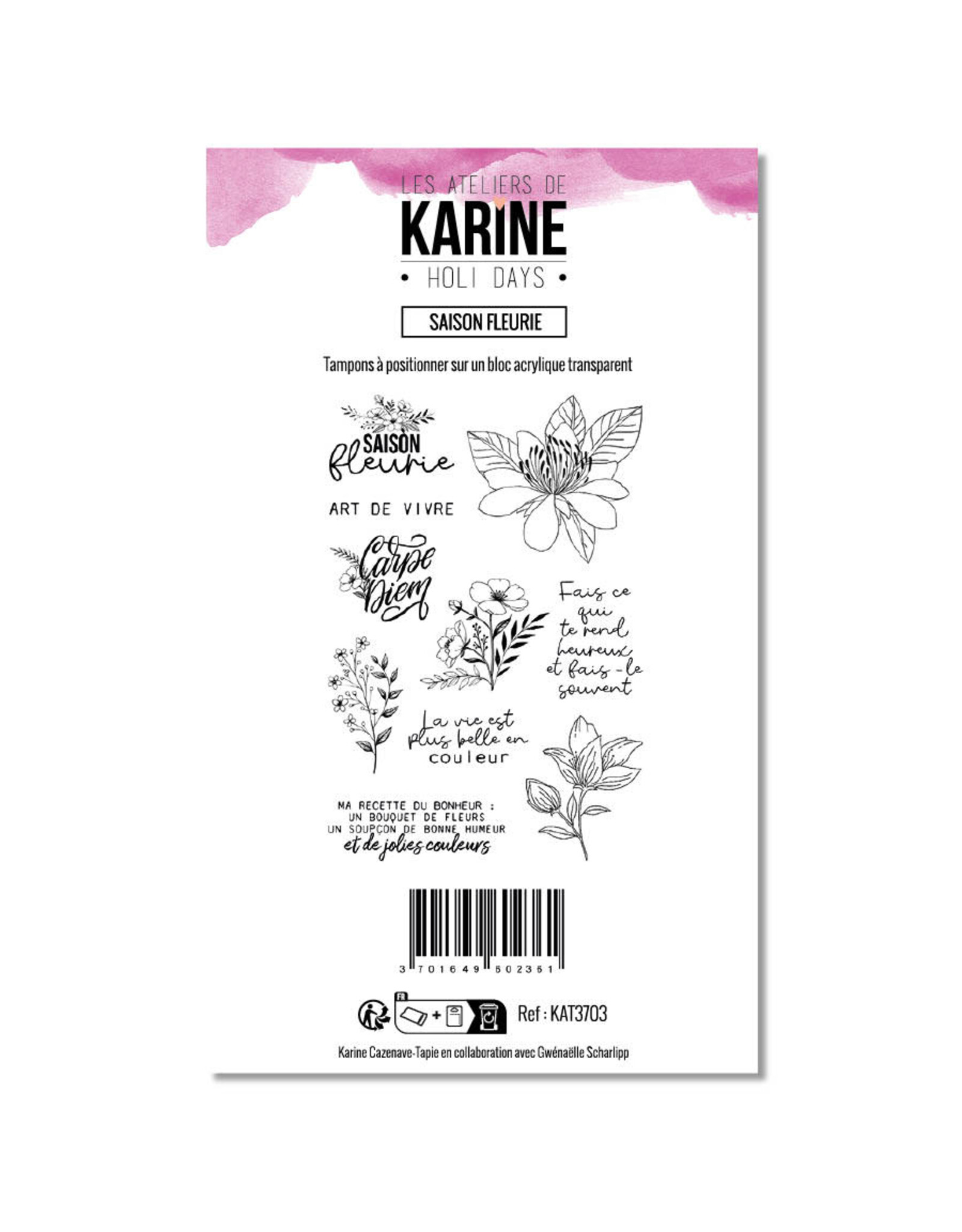 LES ATELIERS DE KARINE LES ATELIERS DE KARINE HOLI DAYS SAISON FLEURIE CLEAR STAMP SET