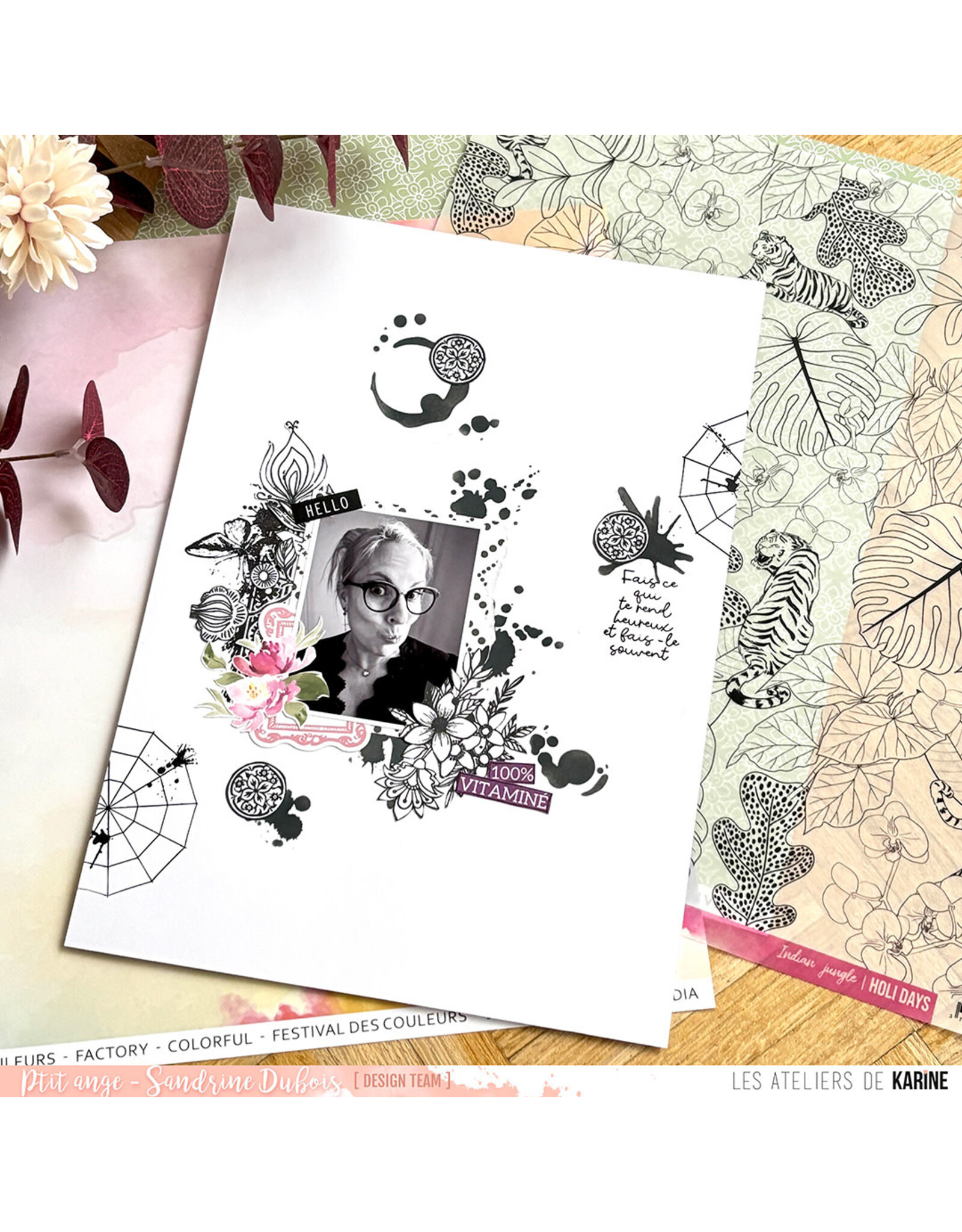 LES ATELIERS DE KARINE LES ATELIERS DE KARINE HOLI DAYS FESTIVAL FLORAL CLEAR STAMP SET