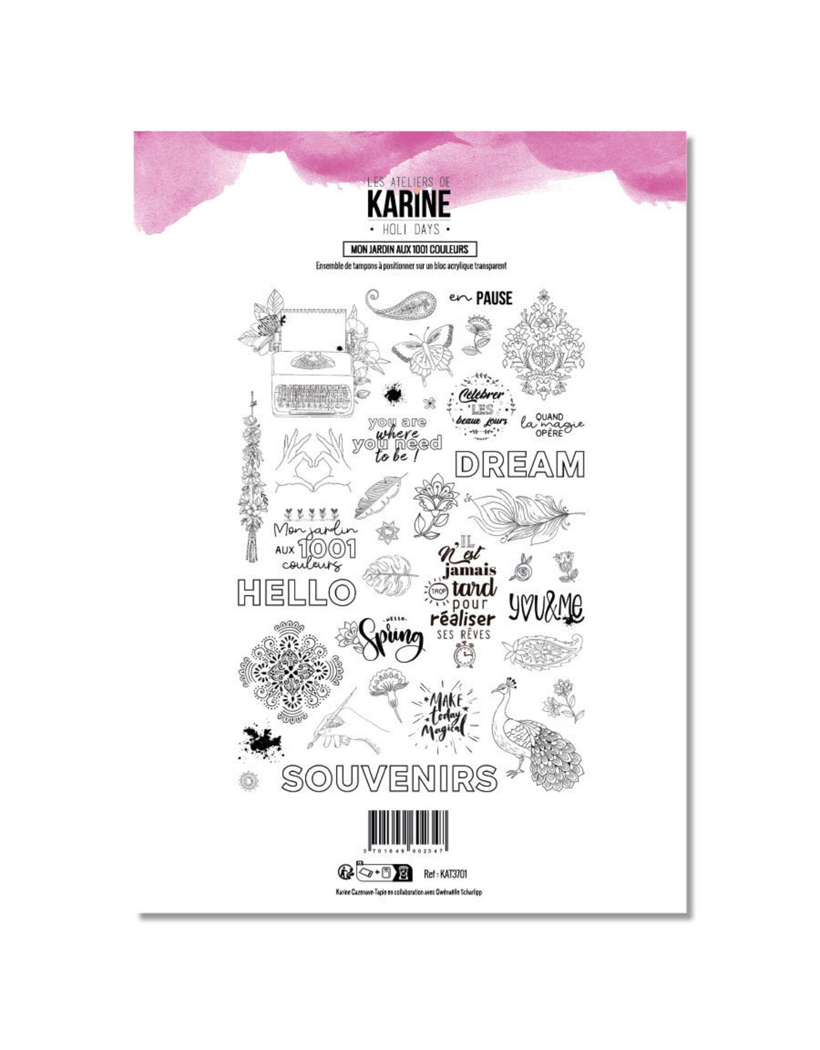 LES ATELIERS DE KARINE LES ATELIERS DE KARINE HOLI DAYS MON JARDIN AUX 1001 COULEURS A4 CLEAR STAMP SET