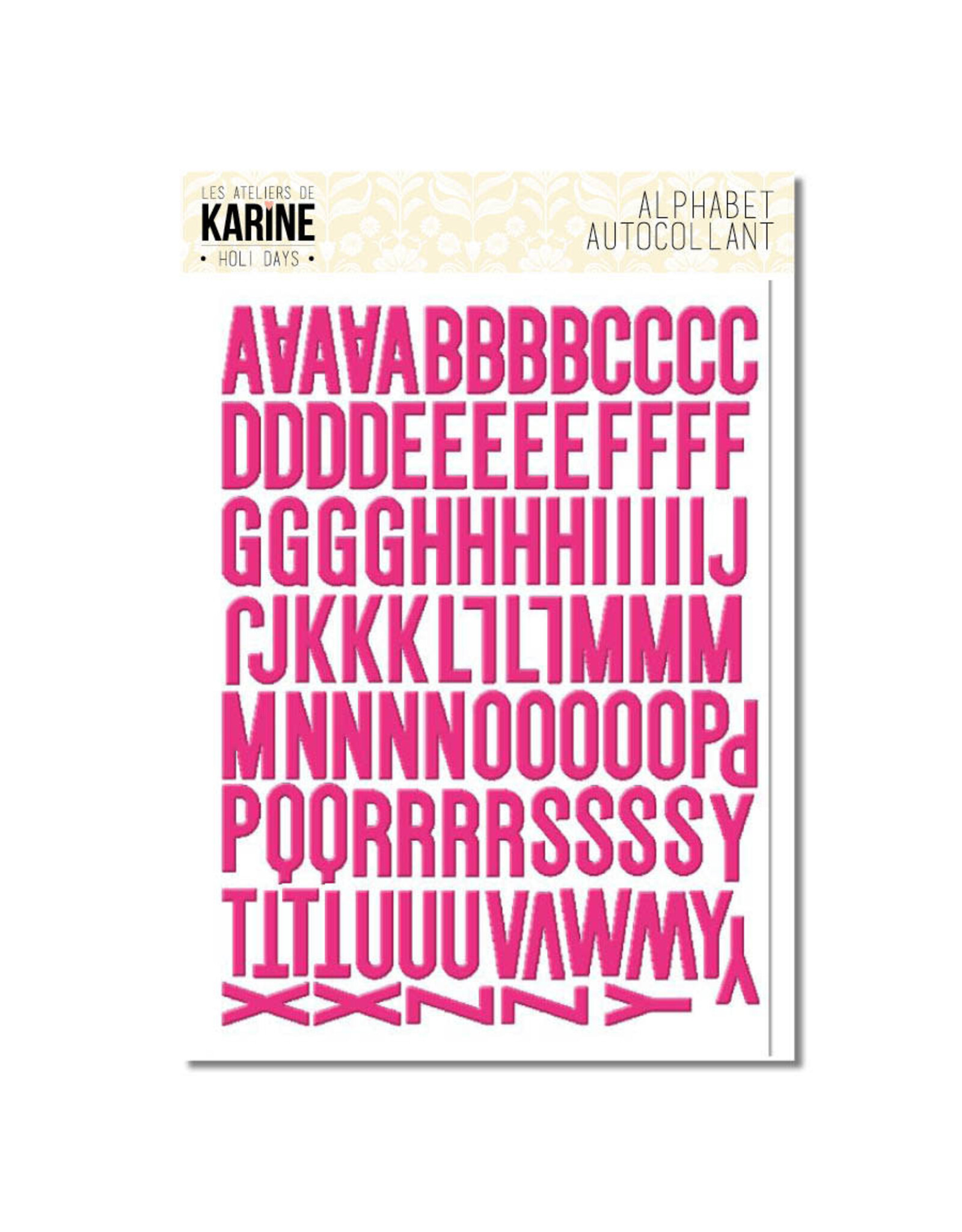 LES ATELIERS DE KARINE LES ATELIERS DE KARINE HOLI DAYS FUSHIA 3D ALPHABET STICKERS