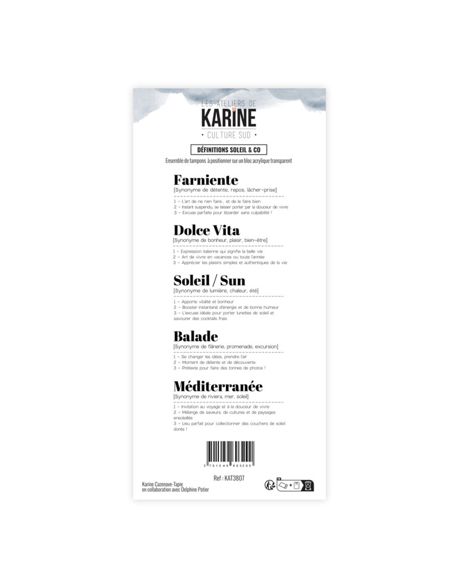 LES ATELIERS DE KARINE LES ATELIERS DE KARINE CULTURE SUD DÉFINITION SOLEIL & CO CLEAR STAMP SET