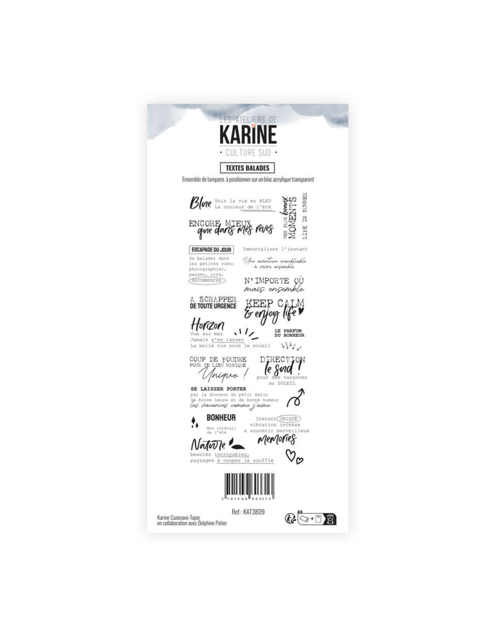 LES ATELIERS DE KARINE LES ATELIERS DE KARINE CULTURE SUD TEXTES BALADES CLEAR STAMP SET