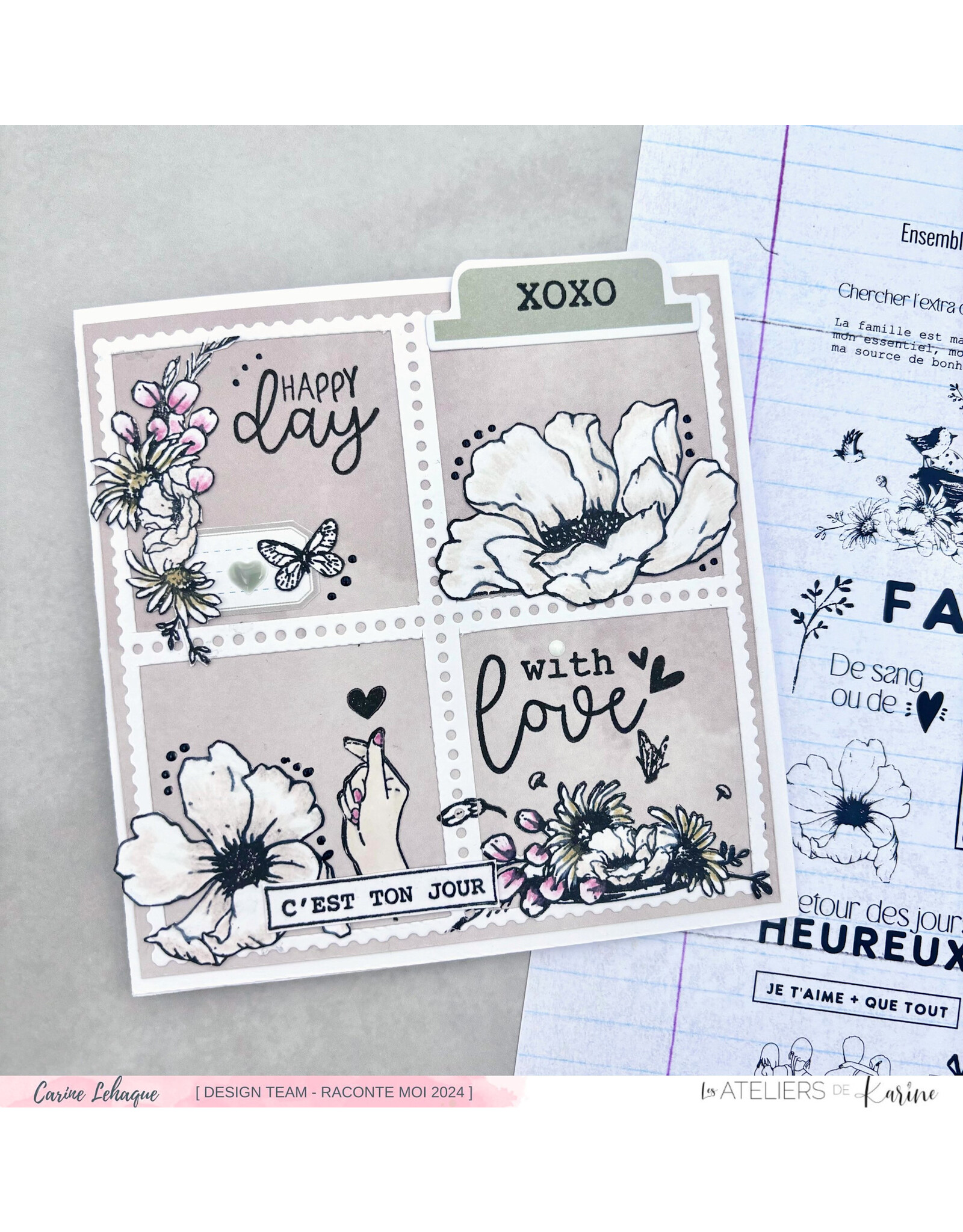 LES ATELIERS DE KARINE LES ATELIERS DE KARINE CARTE POSTALE BLOC DE TIMBRES 2 DIE SET