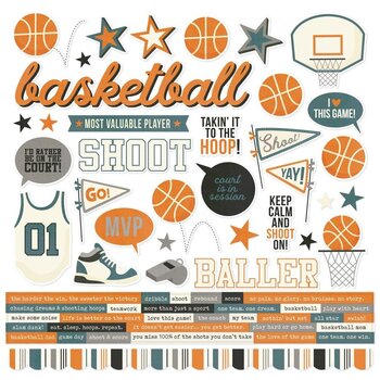 SIMPLE STORIES SIMPLE STORIES BASKETBALL 12x12 CARDSTOCK STICKERS