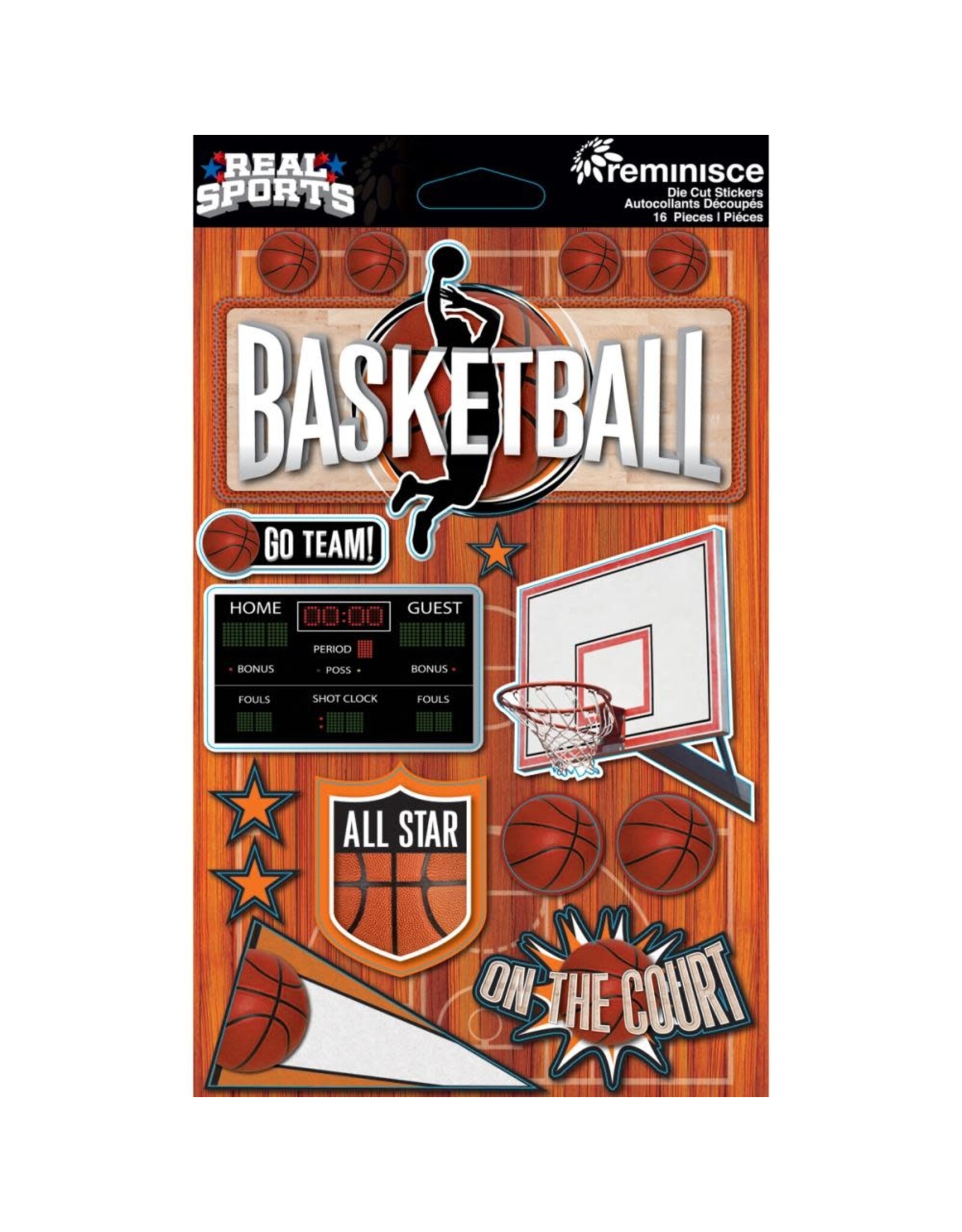 REMINISCE REMINISCE REAL SPORTS BASKETBALL CARDSTOCK STICKERS