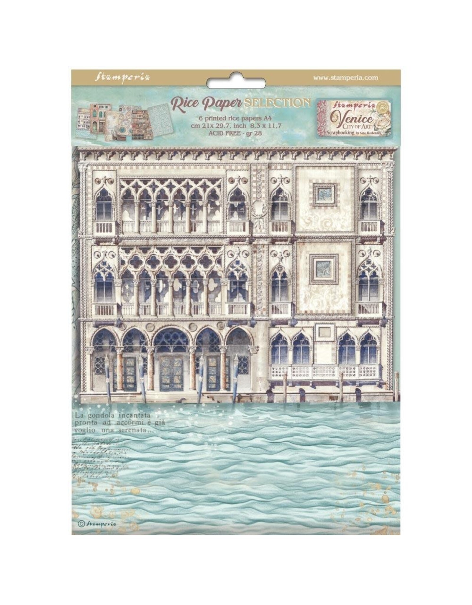 STAMPERIA STAMPERIA VENICE CITY OF ART ASSORTED A4 RICE PAPER 6/PK