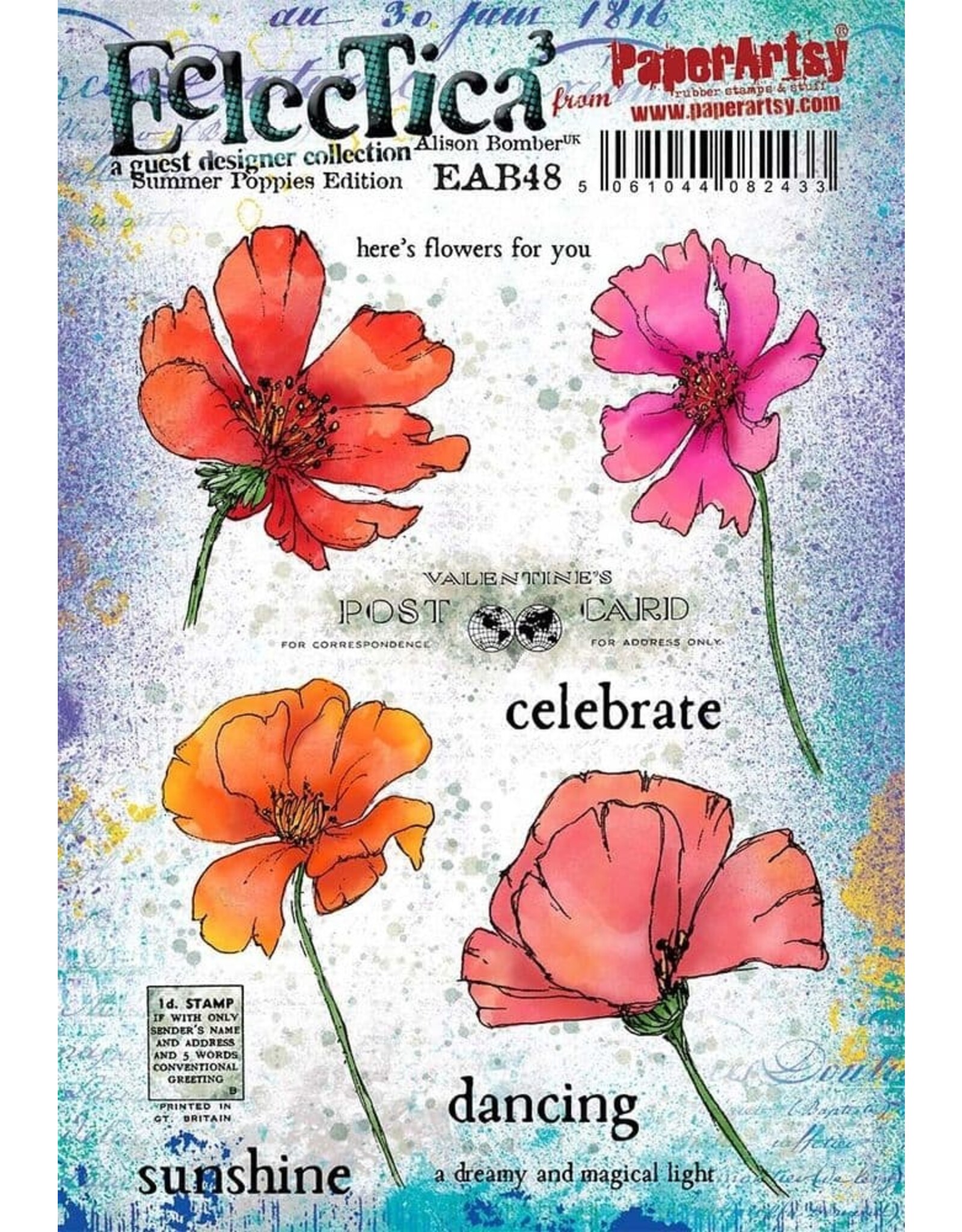 PAPER ARTSY PAPER ARTSY ECLECTICA ALISON BOMBER SUMMER POPPIES EDITION EAB48 CLING STAMP SET