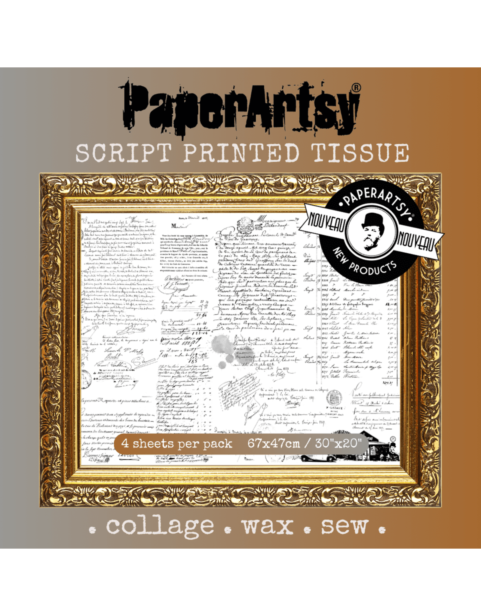 PAPER ARTSY PAPER ARTSY SCRIPT PRINTED TISSUE COLLAGE PAPER
