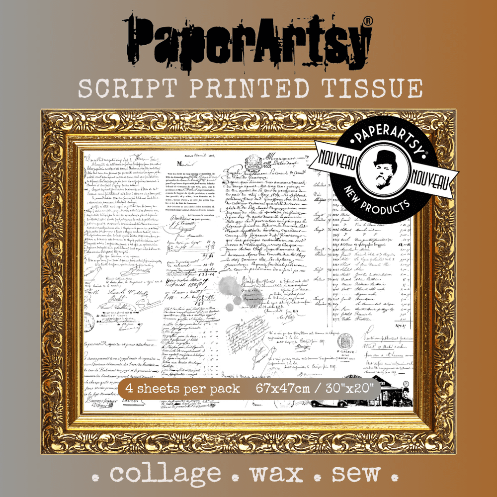 PAPER ARTSY PAPER ARTSY SCRIPT PRINTED TISSUE COLLAGE PAPER