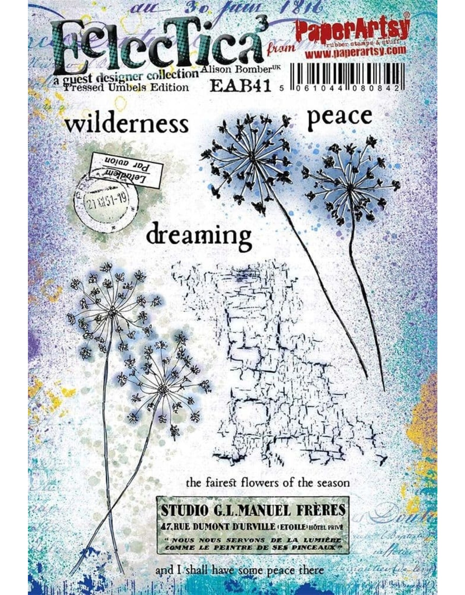 PAPER ARTSY PAPER ARTSY ECLECTICA ALISON BOMBER PRESSED GRASSES UMBRELS EDITION EAB41 CLING STAMP SET