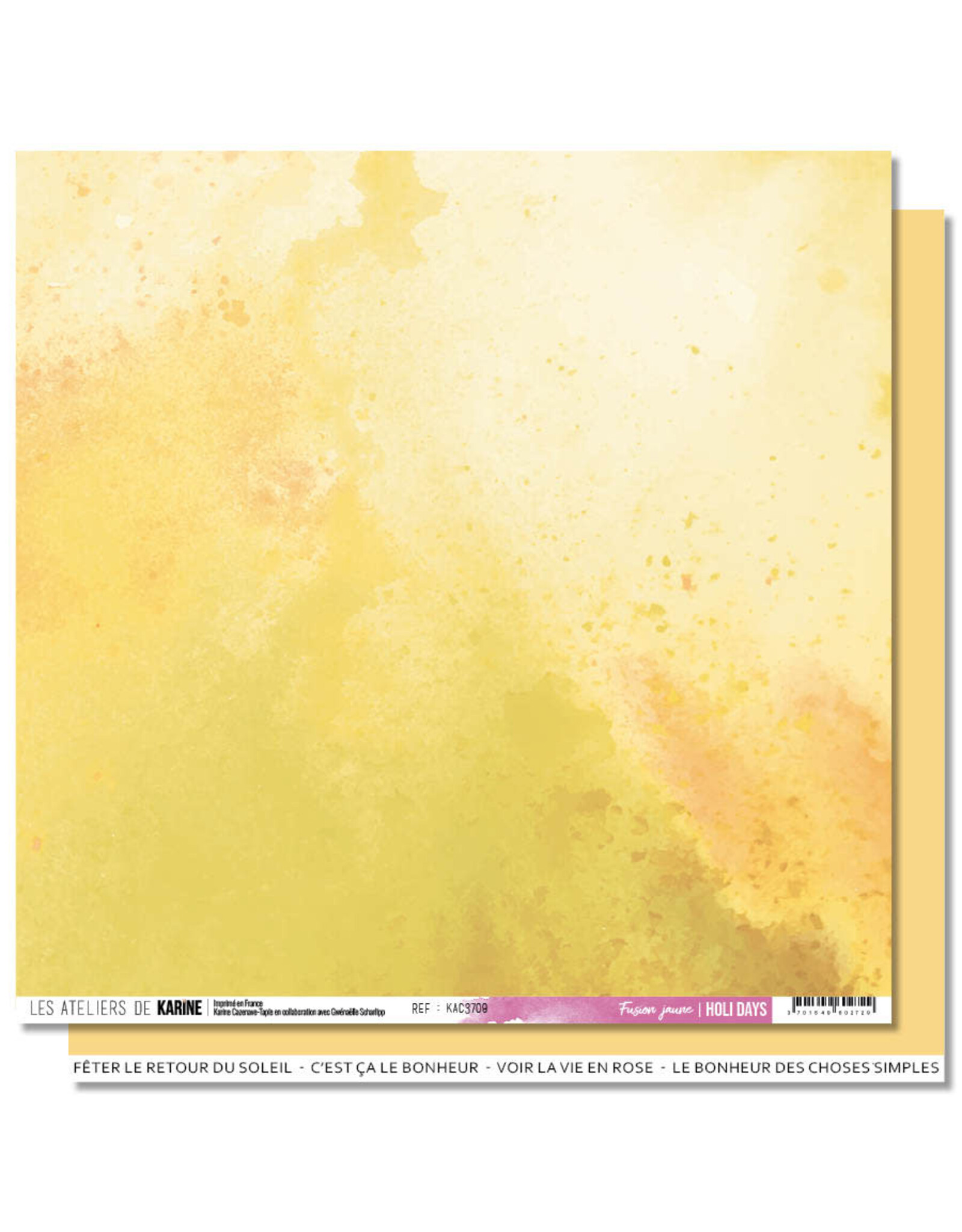 LES ATELIERS DE KARINE LES ATELIERS DE KARINE HOLI DAYS FUSION JAUNE 12x12 CARDSTOCK