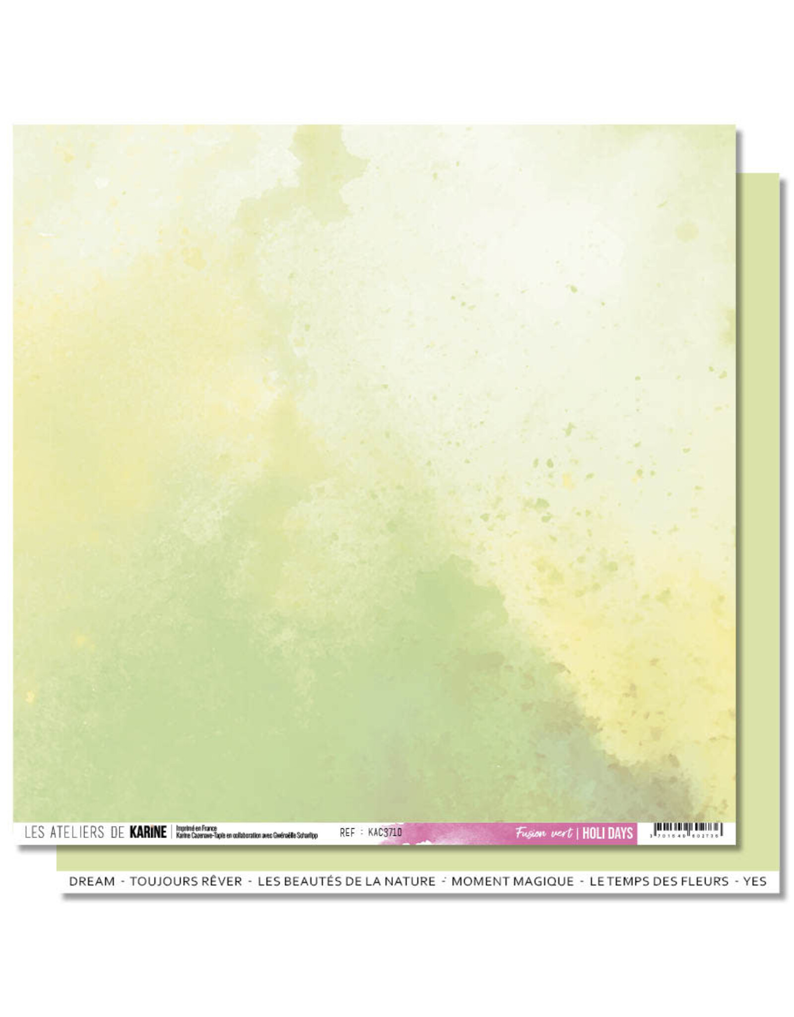 LES ATELIERS DE KARINE LES ATELIERS DE KARINE HOLI DAYS FUSION VERT 12x12 CARDSTOCK