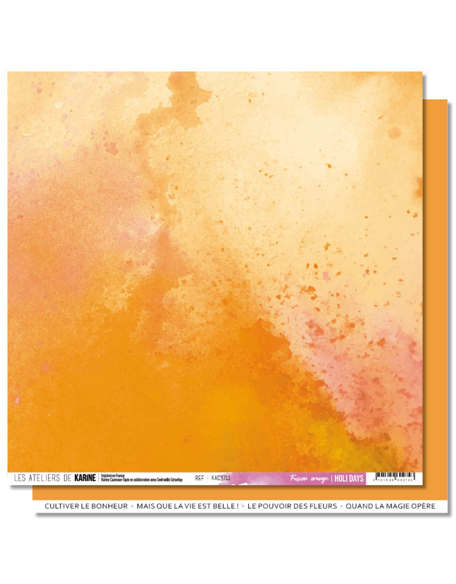 LES ATELIERS DE KARINE LES ATELIERS DE KARINE HOLI DAYS FUSION ORANGE 12x12 CARDSTOCK