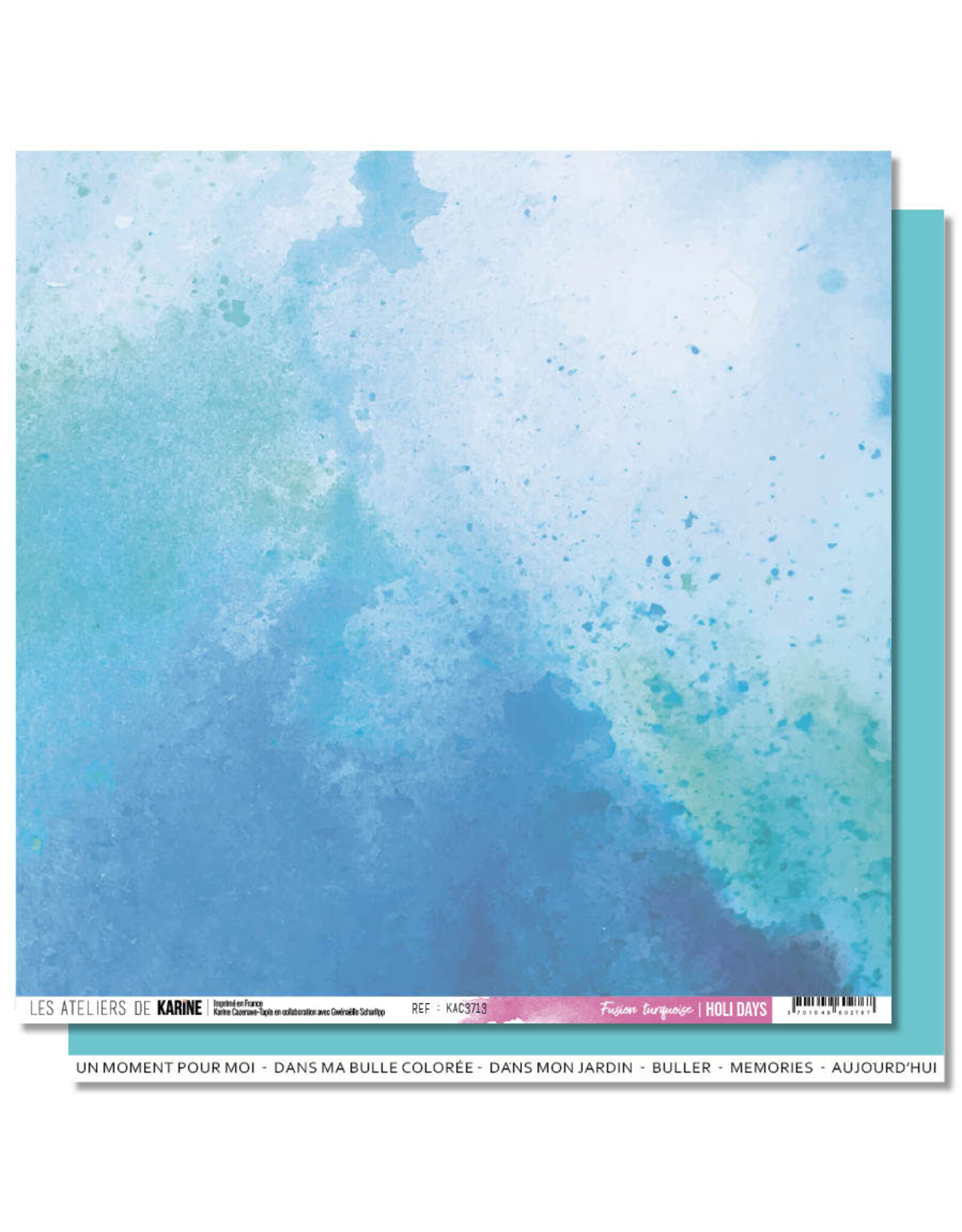 LES ATELIERS DE KARINE LES ATELIERS DE KARINE HOLI DAYS FUSION TURQUOISE 12x12 CARDSTOCK