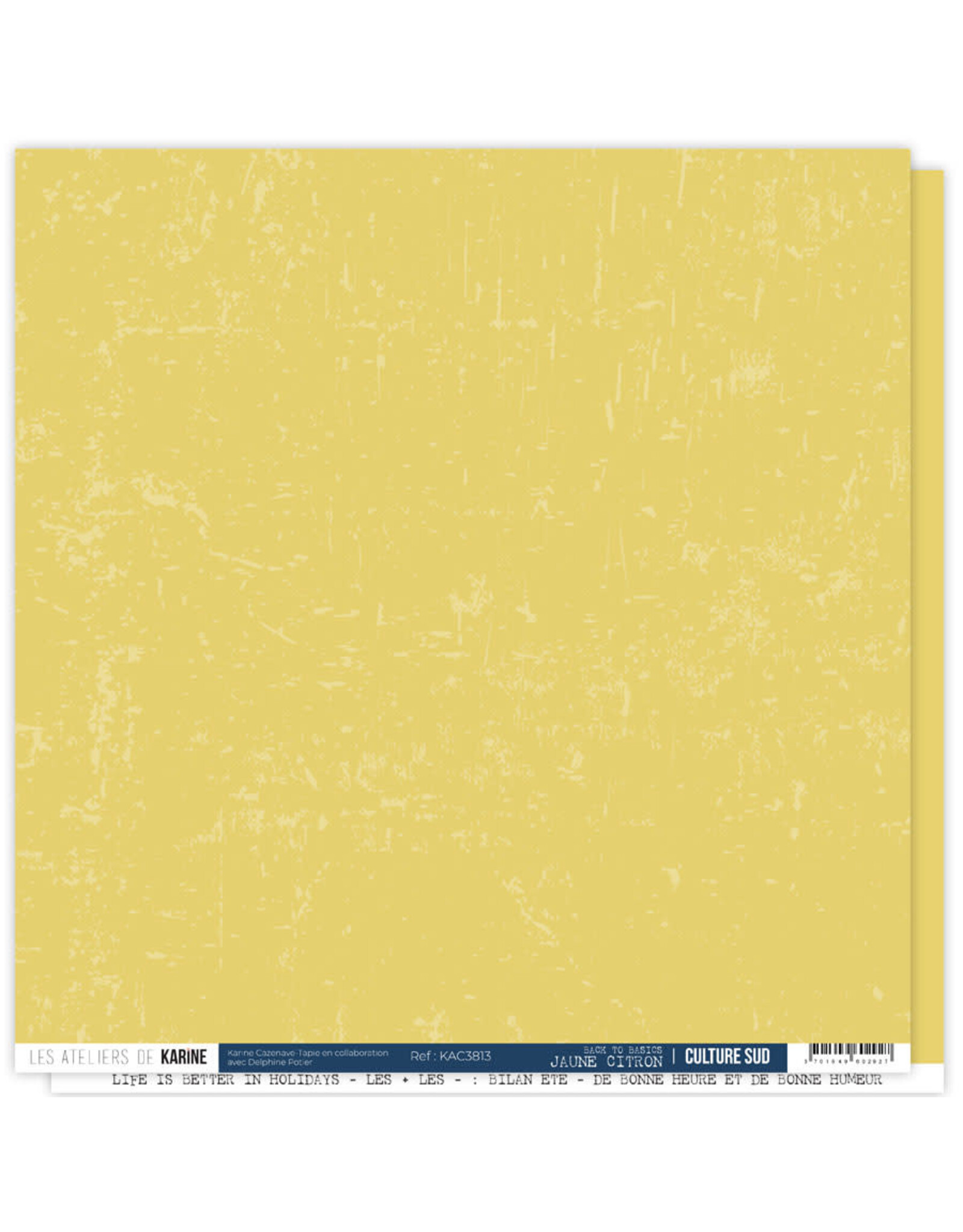 LES ATELIERS DE KARINE LES ATELIERS DE KARINE CULTURE SUD JAUNE CITRON 12X12 CARDSTOCK