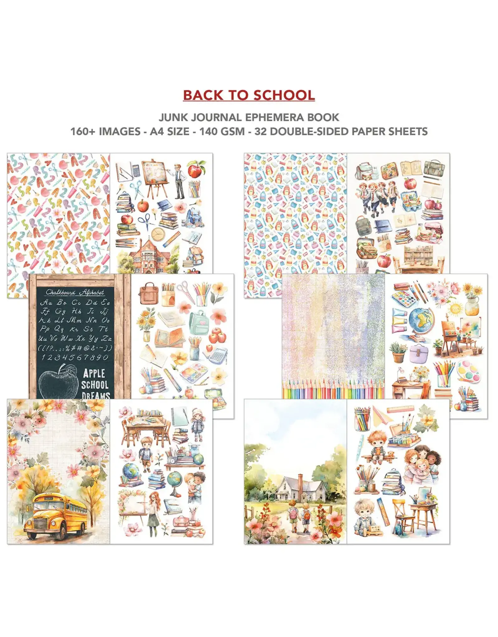 CIAO BELLA CIAO BELLA BACK TO SCHOOL JUNK JOURNAL & EPHEMERA 32/PK