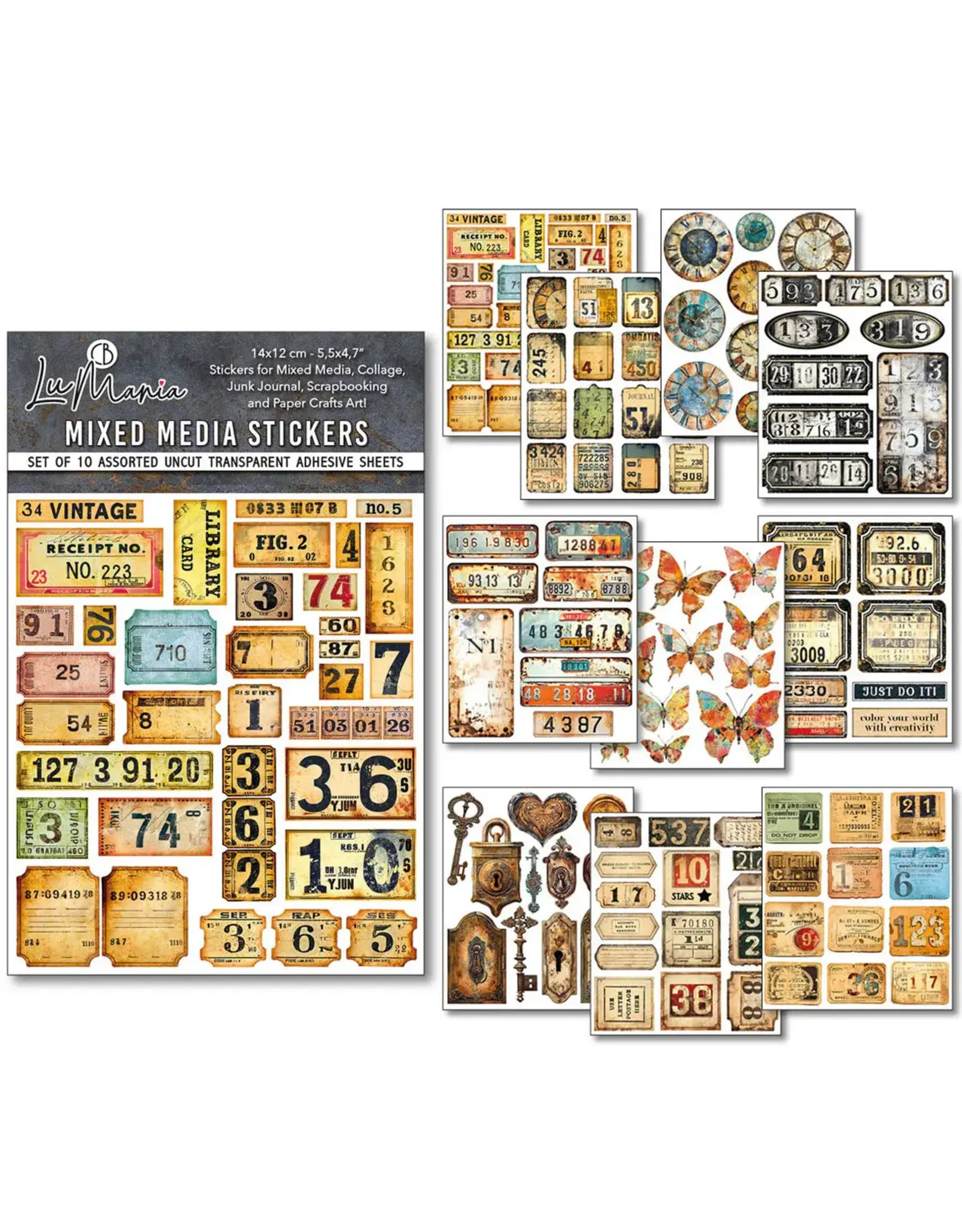 CIAO BELLA CIAO BELLA MIXED MEDIA STICKER GRUNGY TAGS 10/PK