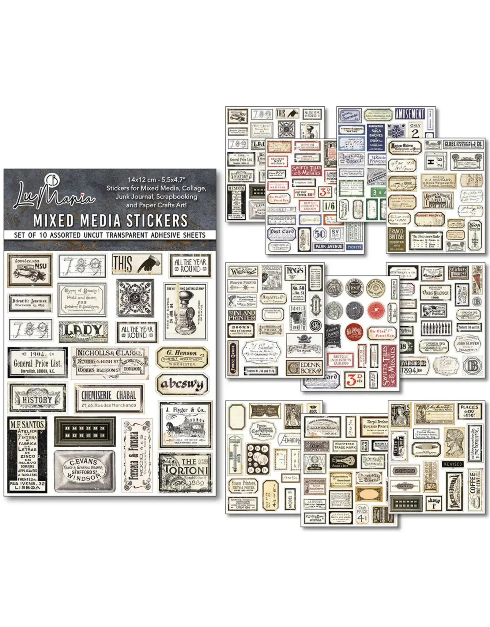 CIAO BELLA CIAO BELLA MIXED MEDIA STICKER VINTAGE SCRIPTS 10/PK