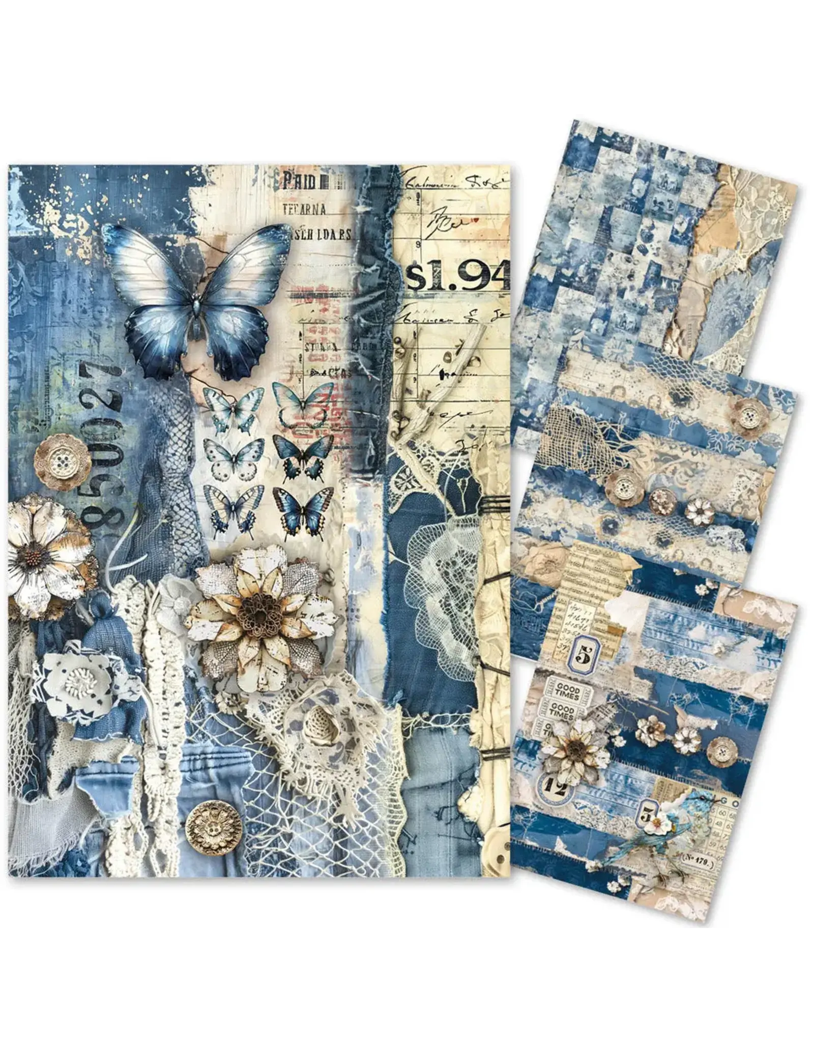 CIAO BELLA CIAO BELLA URBAN BLUE DENIM MIXED A4 RICE PAPER 4/PK