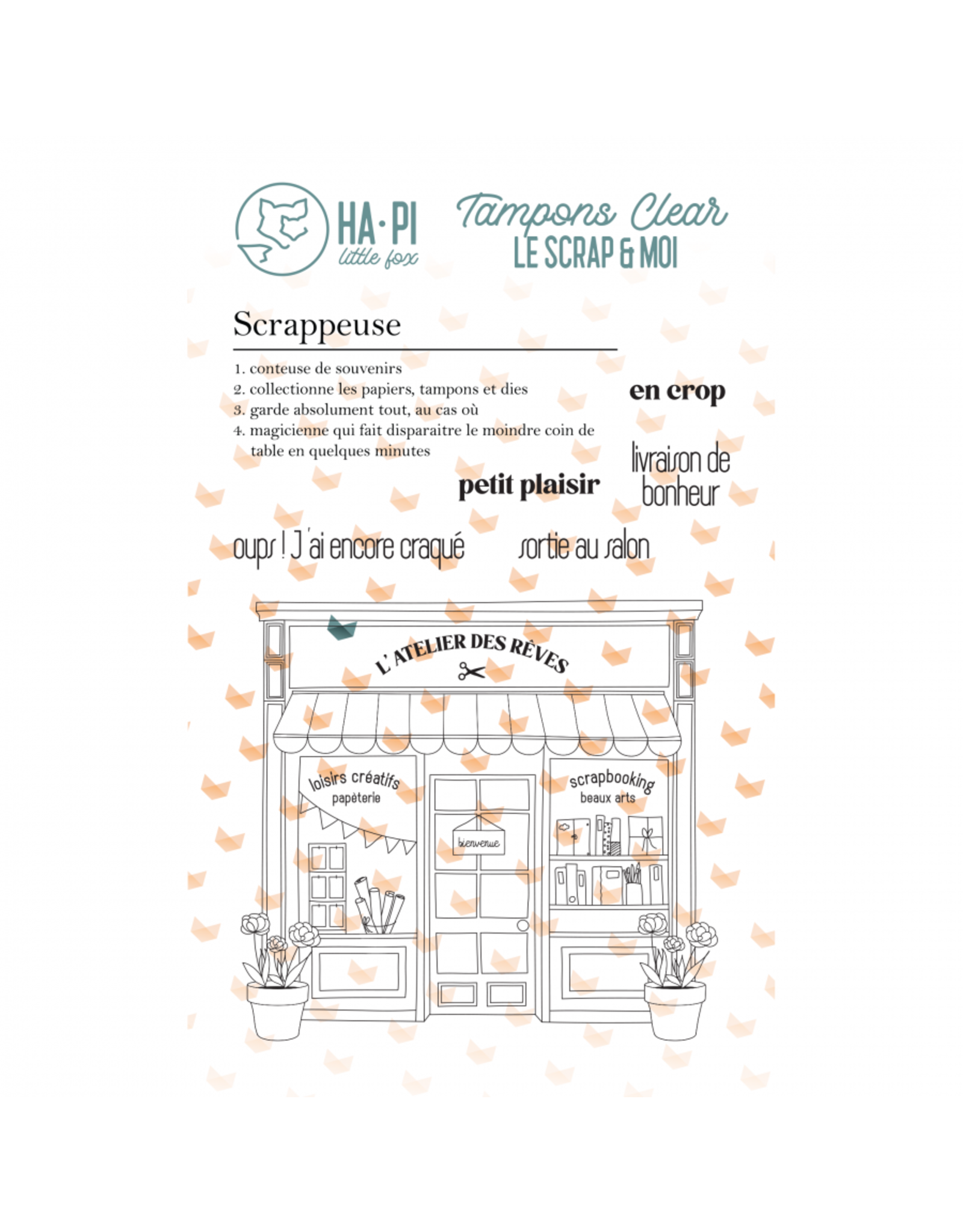 HA-PI LITTLE FOX HA-PI LITTLE FOX COLLECTION LE SCRAP & MOI SCRAPPEUSE CLEAR STAMP SET