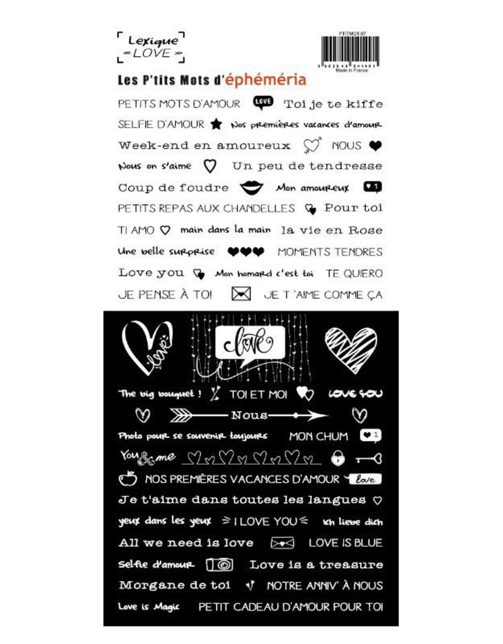 LEXIQUE LEXIQUE LES P'TITS MOTS D'EPHEMERIA STICKERS LOVE