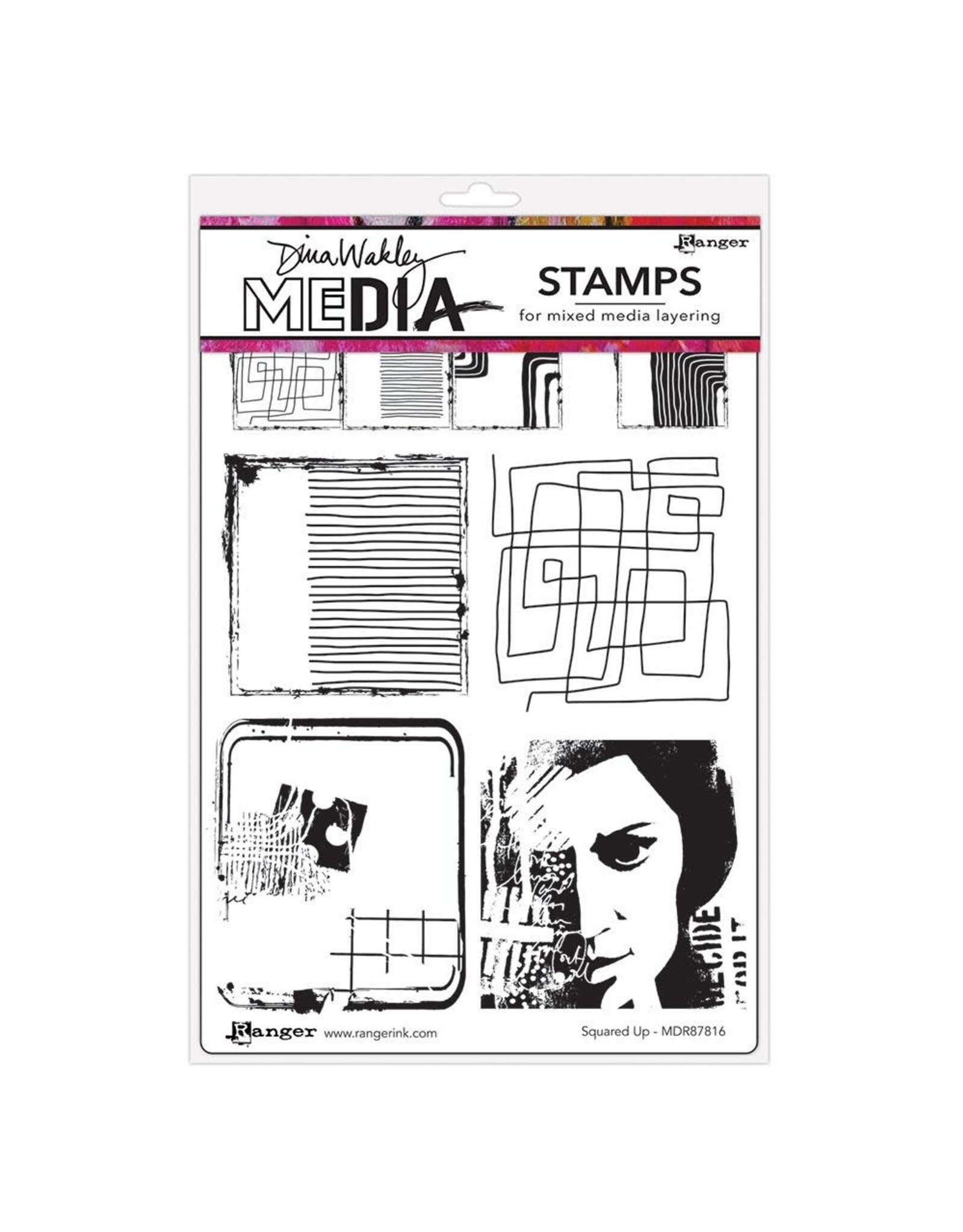 RANGER RANGER DINA WAKLEY MEDIA SQUARED UP 6x9 CLING STAMP SET