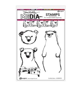 RANGER RANGER DINA WAKLEY MEDIA SCRIBBLY BEARS 6x9 CLING STAMP SET