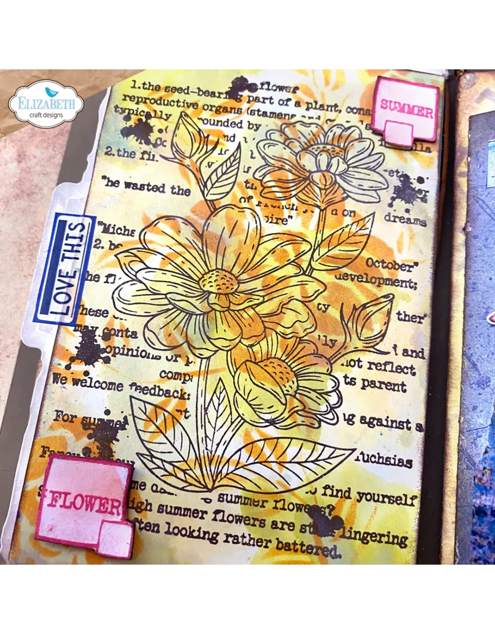 ELIZABETH CRAFT DESIGNS ELIZABETH CRAFT DESIGNS ART JOURNAL SPECIALS SUMMER FLOWER CLEAR STAMP SET & DIE SET